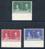 1937 Coronation Set Of Three Values, Marginal Examples From The Base Of The Sheet, Perf SPECIMEN, Fresh UM, SG.143s/5s. - Other & Unclassified