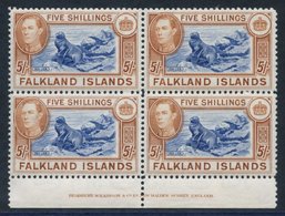 1938 First Printing 5s Bright Blue & Chestnut, Lower Marginal UM Block Of Four Showing Bradbury Wilkinson Imprint In Mar - Other & Unclassified