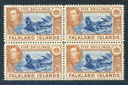 1944 Third Printing 5s Dull Deep Blue & Dark Yellow-brown, UM Block Of Four, SH.91c. - Other & Unclassified