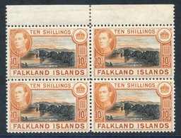 1938-50 Definitives - 10s Black & Light Orange 2nd Printing July 1938 M Block Of Four, Marginal From The Top Of The Shee - Other & Unclassified