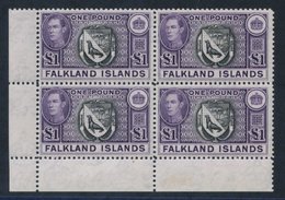 1949 Third Printing £1 Grey-black & Bluish-violet, Lower Left Corner Marginal UM Block Of Four, Very Fresh, SH.93c, SG.1 - Other & Unclassified