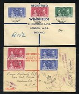 1937 Coronation Set On South Georgia Registered Cover To UK, 1937 Reg Cover To USA, Franked 1937 Coronation 1d & 2½d, Ea - Other & Unclassified