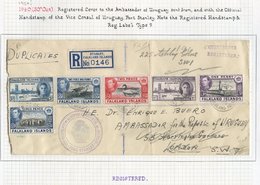 Circa 1950 Registered Cover To The Ambassador Of Uruguay, Sent From And With The Official H/stamp Of The Vice Consul Of - Other & Unclassified