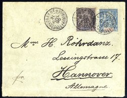 GUINEE 1896 Postal Stationery Env 15c Blue Upgraded With 10c Black/lilac (Yv5), Tied By Conakry Guinee Francaise Double - Other & Unclassified