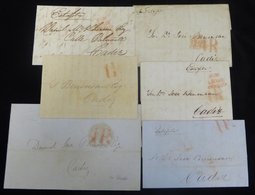 1847-52 6 Letters To Cadiz, Three With 'DE GIBR/S. ROQUE/ANDA. BAXA' And 1r Handstamps, Three With Just 1r H/s. - Other & Unclassified