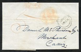 1854 Folded Letter To Cadiz, Dated Gibraltar May 4th 1845. A Red Spanish 1r And A Manuscript '5' Are On The Face Along W - Other & Unclassified