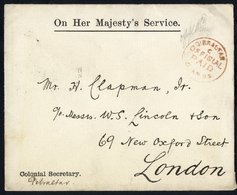 1895 Printed Colonial Secretary GIB, OHMS Envelope Sent C/o W.S Lincoln London (early Stamp Dealers), Fine GIBRALTAR/C/O - Other & Unclassified