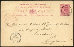 1895 (16 Sept) 1d Stationery Card To London, Cancelled By Fine 'AKUSE' C.d.s, Showing Another Strike In Opposite Corner - Other & Unclassified