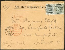 1898 (3 May) OHMS Envelope To London, Bearing 1884-91 ½d Green & 2d Grey, Tied By Fine 'B27' Obliterators, Showing 'QUIT - Other & Unclassified