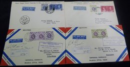 1936-37 First Flight Covers (4) From 1936 Imperial Airways H.K - Tourane, Indo China Official Registered Cover, Scarce S - Other & Unclassified