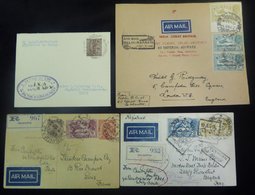 1929 First Flight Covers (4) From Imperial Airways All-Air Registered 1a Card Uprated 1½a + 8a Air Calcutta - Paris (sca - Other & Unclassified