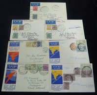 1933-34 First Flight Covers (7) From 1933 Imperial Airways Christmas Flight Official Cover Calcutta - Sweden, Another Fr - Other & Unclassified