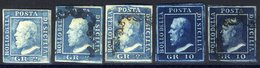 SICILY 1859 2gr Dull Blue With O.g Which Is Slightly Toned, 2gr Blue (two Used Singles), 10gr Indigo, Fresh Unused (slig - Autres & Non Classés