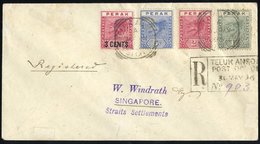 PERAK 1896 Reg Cover To Singapore Franked 1c, 2c & 5c & 3c Surcharge, Tied Teluk Anson Squared Circles & R Teluk Anson P - Other & Unclassified