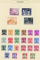 SELANGOR 1935-65 M & U Collection On Leaves Incl. 1935 Defin Set FU, 1941 $1 & $2 M, 1948 Wedding Set M, 1949 UPU Set M, - Other & Unclassified