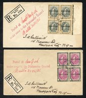 1926 2/6d & 10s In Blocks Of Four On Separate Covers, Cancelled GPO MALTA AU.3.26, Addressed To New York With Arrival B/ - Other & Unclassified