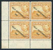 1948-53 New Constitution Lower Left UM Corner Marginal Block Of Four Incl. 'cracked Plate' Variety, SG.238cc. (4) Cat. £ - Other & Unclassified