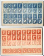 1847-59 Victorian Composite Sheets (2) In Orange & Blue Each Of 32 Subjects With Various Combinations Of 1847 1d, 1848-5 - Other & Unclassified