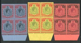 1938-44 2/6d, 5s & £1 Each Lower Marginal UM Block Of Four, SG.140, 141/143. (12) Cat. £480++ - Other & Unclassified