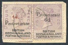 1888 Bechuanaland 4d On 4d Lilac & Black (SG.44) & 6d On 6d Lilac & Black (SG.45) Together On A Small Piece, Cancelled B - Other & Unclassified