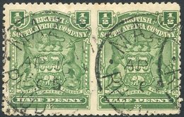 1898-1908 ½d Dull Bluish Green, MAZOE Horizontal Pair (imperf Between), Minute Thin 1st Stamp), FU. (2) SG.75aa, Cat. £8 - Other & Unclassified