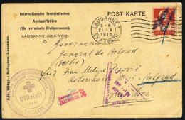 1911 Court Receipt Bearing Official H/stamp Of Donji Milanovac, 1916 Missing Civilian's Bureau - Lausanne Card Franked 1 - Other & Unclassified