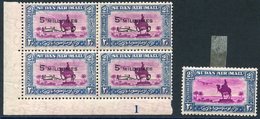 1938 Air 5m On 2½p Magenta & Blue, Variety Wmk Sideways & Inverted In A Plate 1 Lower Left Corner Block Of Four, M (lowe - Other & Unclassified