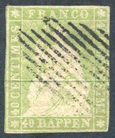 1854 40r Pale Green (green Thread) FU With Clear To Good Margins, SG.28, Cat. £325. - Other & Unclassified