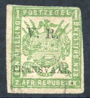 1877 (June) Type 4 In Black On Fine Rouletted 1s Yellow-green, Good Used & Scarce, SG.108, Signed Kossack Etc. (1) Cat. - Other & Unclassified