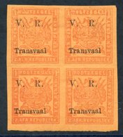 1877-79 Type 6 Ovpt Imperf 1d Red/orange Block Of Four, Fresh M, Large Margins, Has Been Folded Horizontally In Central - Other & Unclassified