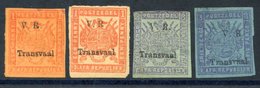 1879 Imperf VF/TRANSVAAL 1d Red/yellow, 1d Red/orange, Both Unused, 3d Mauve/green, 3d Mauve/blue Both Part O.g, Good Co - Other & Unclassified