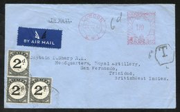 1947 Airmail Envelope From London With A 1s Meter Franking 24.IV.47, Taxed On Arrival With A Pair & Single 2d Postage Du - Other & Unclassified