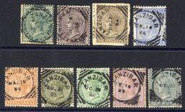 1882-86 India Set Of Nine To 1r With Selected VF To Superb Strikes Of Type Z4 Squared Circle (four Bars At Corner), Each - Other & Unclassified