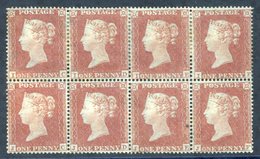 1854 Die I Alph II Wmk Small Crown P.16 1d Red-brown Pl.175, Unused Block Of Eight IC/JF, Small Mark At Right Side Of JE - Altri & Non Classificati
