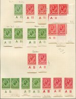 1911-12 Downey Heads M Control Collection On Leaves Incl. ½d (25 Singles + Pair), 1d (26 Singles, 7 Pairs, Strip & Block - Other & Unclassified
