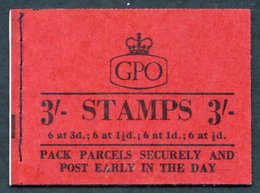 1958 March 3s Wilding Booklet, SG.M3, 1d & ½d Panes Inverted, Three Hinge Remnant Marks On Back Cover. Scarce. Cat. £360 - Otros & Sin Clasificación