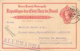 GRESIL - ENTIER POSTAL - 100 REIS  - DECORE - VOYAGE De SAO POLO Vers ALLEMAGNE - TB - Enteros Postales