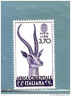 AFRICA ORIENTALE ITALIANA  1938  GAZZELLA DI GRANT LIRE 3,70   MNH** - Africa Orientale