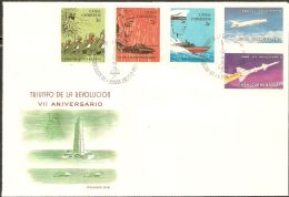 1966 FDC Mi# 1128-1132 - 7th Anniv. Of The Revolution / Military / Jet Aircraft / Rocket / Space - Zuid-Amerika