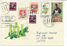 Registered Cover - 17 February 1993 Vilnius C To Latvia - Lituanie