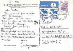 Multiple Stamp Postcard - 14 December 1992 Tarnow 2 To Denmark - Lettres & Documents