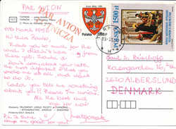 Multiple Stamp Postcard - 12 March 1993 Tarnow 1 To Denmark - Lettres & Documents