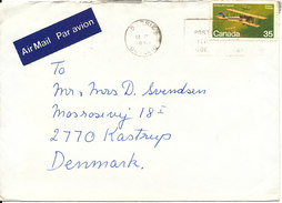 Canada Cover Sent Air Mail To Denmark Barrie Ontario 14-4-1981 AIR PLANE On The Stamp And EASTER Seals On The Backside O - Brieven En Documenten
