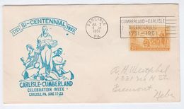 1951 USA CARLISLE Pa  NATIVE AMERICAN INDIAN In CANOE Centennial EVENT Cover Stamps - Indianen