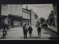 VILLENEUVE-de-MARSAN (Landes) - RUE NATIONALE - Commerces - Animée - Voyagée Le 3 Septembre 1930 - Villeneuve De Marsan