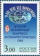 Russia 2003 World Second Anti-drug Congress Health Drugs Oganizations Moscow Globe Emble Medicine Stamp MNH Michel 1091 - Collections