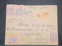 FRANCE / A.O.F. - Enveloppe Par Avion En Recommandé De Dakar Pour Alger , Affranchissement Plaisant  - L 9786 - Cartas & Documentos