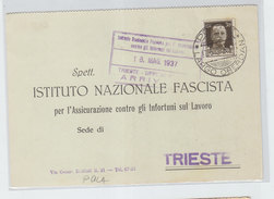 Italia Italy ISTITUTO NAZINALE FASCISTA POLA COVER 1937 - Oorlogspropaganda