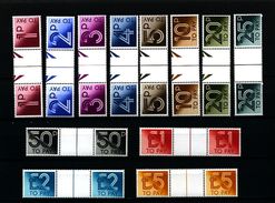 GREAT BRITAIN - 1982  POSTAGE DUES  GUTTER PAIRS  UNFOLDED  SET  MINT NH - Strafportzegels