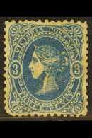 5254 VICTORIA 1860-66 3d Deep Blue No Watermark Horiz Laid Paper, SG 88, Mint Regummed, Rounded Corner, Cat £600. For Mo - Autres & Non Classés